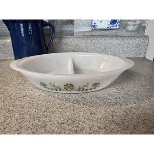 Spring Blossom Green Divided Casserole 2.5 Qt 435 USA Bakeware